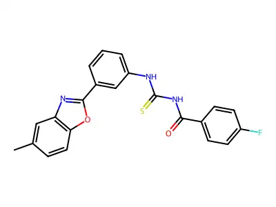 4-fluoro-N-[[3-(5-methyl-1,3-benzoxazol-2-yl)phenyl]carbamothioyl]benzamide structure