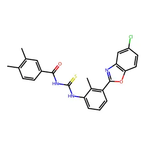 N-[[3-(5-chloro-1,3-benzoxazol-2-yl)-2-methylphenyl]carbamothioyl]-3,4-dimethylbenzamide structure