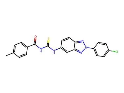 N-[[2-(4-chlorophenyl)benzotriazol-5-yl]carbamothioyl]-4-methylbenzamide structure
