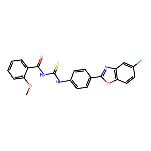N-[[4-(5-chloro-1,3-benzoxazol-2-yl)phenyl]carbamothioyl]-2-methoxybenzamide structure