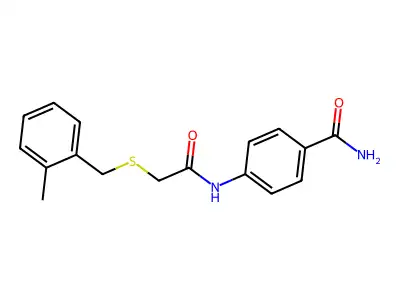 4-[[2-[(2-Methylphenyl)methylsulfanyl]acetyl]amino]benzamide structure