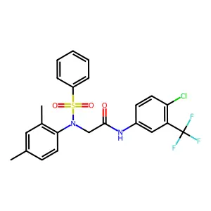 2-[N-(benzenesulfonyl)-2,4-dimethylanilino]-N-[4-chloro-3-(trifluoromethyl)phenyl]acetamide structure
