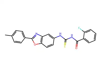 2-fluoro-N-[[2-(4-methylphenyl)-1,3-benzoxazol-5-yl]carbamothioyl]benzamide structure