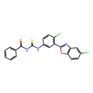 N-[[4-chloro-3-(5-chloro-1,3-benzoxazol-2-yl)phenyl]carbamothioyl]benzamide structure
