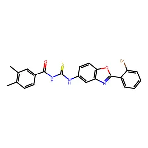 N-[[2-(2-bromophenyl)-1,3-benzoxazol-5-yl]carbamothioyl]-3,4-dimethylbenzamide structure