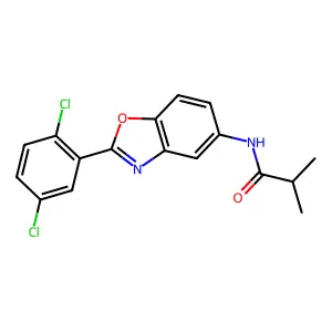 N-[2-(2,5-dichlorophenyl)-1,3-benzoxazol-5-yl]-2-methylpropanamide structure