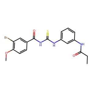 3-bromo-4-methoxy-N-{[3-(propanoylamino)phenyl]carbamothioyl}benzamide structure