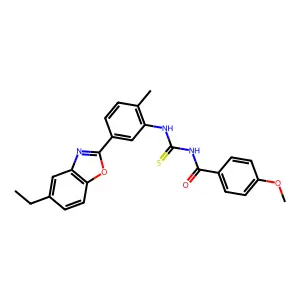 N-[[5-(5-ethyl-1,3-benzoxazol-2-yl)-2-methylphenyl]carbamothioyl]-4-methoxybenzamide structure