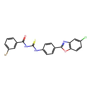 3-bromo-N-[[4-(5-chloro-1,3-benzoxazol-2-yl)phenyl]carbamothioyl]benzamide structure