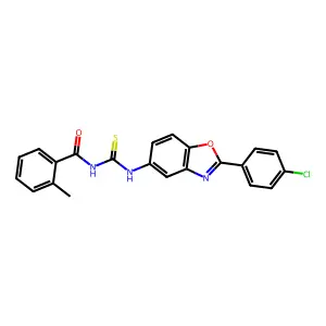 N-[[2-(4-chlorophenyl)-1,3-benzoxazol-5-yl]carbamothioyl]-2-methylbenzamide structure