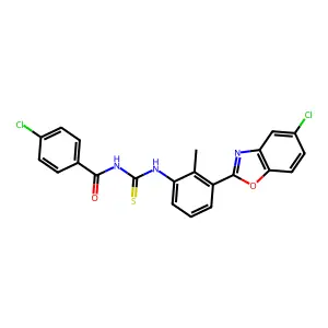 4-chloro-N-[[3-(5-chloro-1,3-benzoxazol-2-yl)-2-methylphenyl]carbamothioyl]benzamide structure