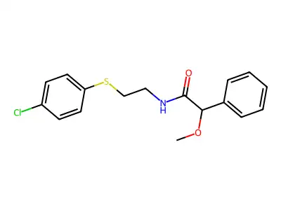 N-[2-(4-chlorophenyl)sulfanylethyl]-2-methoxy-2-phenylacetamide structure