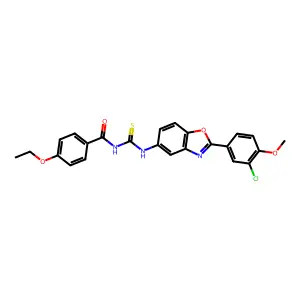 N-[[2-(3-chloro-4-methoxyphenyl)-1,3-benzoxazol-5-yl]carbamothioyl]-4-ethoxybenzamide structure