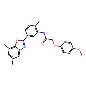 N-[5-(5,7-dimethyl-1,3-benzoxazol-2-yl)-2-methylphenyl]-2-(4-methoxyphenoxy)acetamide structure