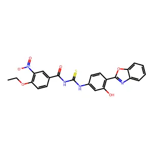 N-{[4-(1,3-benzoxazol-2-yl)-3-hydroxyphenyl]carbamothioyl}-4-ethoxy-3-nitrobenzamide structure