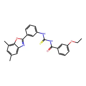 N-[[3-(5,7-dimethyl-1,3-benzoxazol-2-yl)phenyl]carbamothioyl]-3-ethoxybenzamide structure