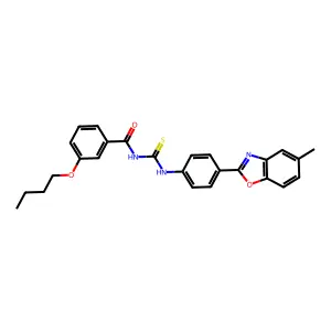 3-butoxy-N-[[4-(5-methyl-1,3-benzoxazol-2-yl)phenyl]carbamothioyl]benzamide structure