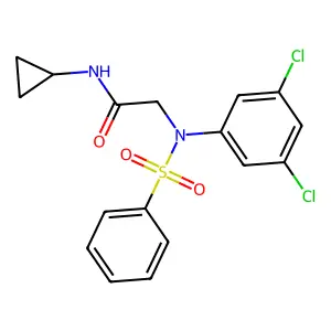 2-[N-(benzenesulfonyl)-3,5-dichloroanilino]-N-cyclopropylacetamide structure