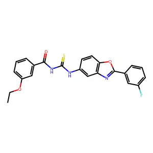 3-ethoxy-N-[[2-(3-fluorophenyl)-1,3-benzoxazol-5-yl]carbamothioyl]benzamide structure