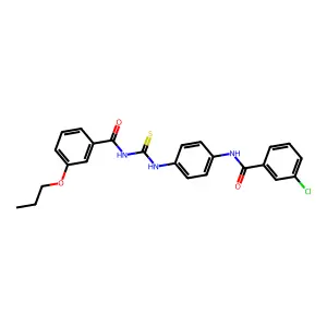 N-[[4-[(3-chlorobenzoyl)amino]phenyl]carbamothioyl]-3-propoxybenzamide structure