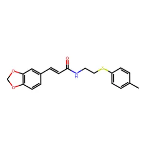 (E)-3-(1,3-benzodioxol-5-yl)-N-[2-(4-methylphenyl)sulfanylethyl]prop-2-enamide structure