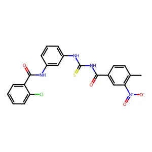 N-[[3-[(2-chlorobenzoyl)amino]phenyl]carbamothioyl]-4-methyl-3-nitrobenzamide structure