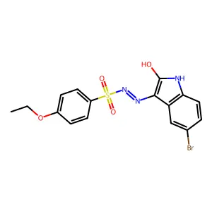N'-[(3Z)-5-bromo-2-oxo-1,2-dihydro-3H-indol-3-ylidene]-4-ethoxybenzenesulfonohydrazide structure
