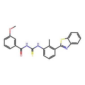 N-[[3-(1,3-benzothiazol-2-yl)-2-methylphenyl]carbamothioyl]-3-methoxybenzamide structure