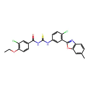 3-chloro-N-[[4-chloro-3-(6-methyl-1,3-benzoxazol-2-yl)phenyl]carbamothioyl]-4-ethoxybenzamide structure
