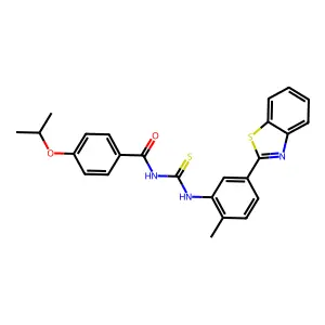 N-[[5-(1,3-benzothiazol-2-yl)-2-methylphenyl]carbamothioyl]-4-propan-2-yloxybenzamide structure