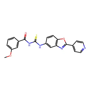 3-methoxy-N-[(2-pyridin-4-yl-1,3-benzoxazol-5-yl)carbamothioyl]benzamide structure