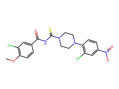 3-chloro-N-[4-(2-chloro-4-nitrophenyl)piperazine-1-carbothioyl]-4-methoxybenzamide structure
