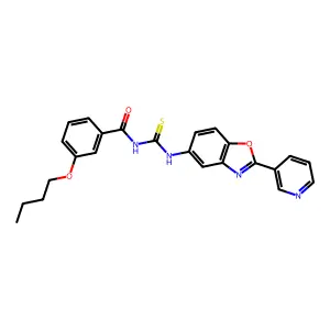 3-butoxy-N-[(2-pyridin-3-yl-1,3-benzoxazol-5-yl)carbamothioyl]benzamide structure