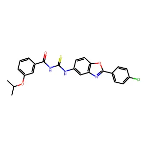 N-[[2-(4-chlorophenyl)-1,3-benzoxazol-5-yl]carbamothioyl]-3-propan-2-yloxybenzamide structure