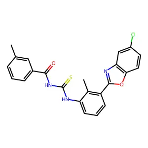 N-[[3-(5-chloro-1,3-benzoxazol-2-yl)-2-methylphenyl]carbamothioyl]-3-methylbenzamide structure