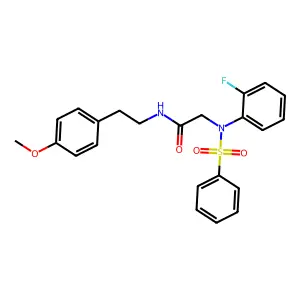 2-[N-(benzenesulfonyl)-2-fluoroanilino]-N-[2-(4-methoxyphenyl)ethyl]acetamide structure