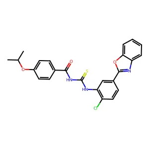 N-[[5-(1,3-benzoxazol-2-yl)-2-chlorophenyl]carbamothioyl]-4-propan-2-yloxybenzamide structure