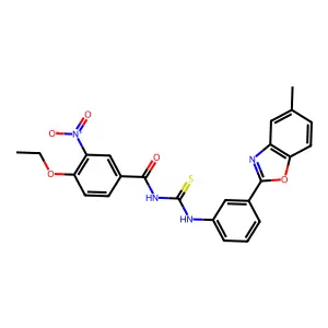 4-ethoxy-N-[[3-(5-methyl-1,3-benzoxazol-2-yl)phenyl]carbamothioyl]-3-nitrobenzamide structure