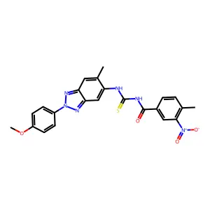 N-[[2-(4-methoxyphenyl)-6-methylbenzotriazol-5-yl]carbamothioyl]-4-methyl-3-nitrobenzamide structure