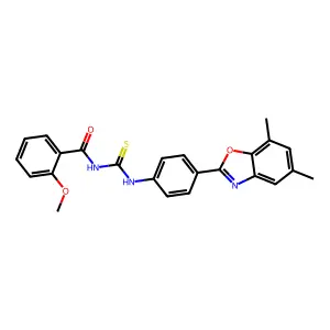 N-[[4-(5,7-dimethyl-1,3-benzoxazol-2-yl)phenyl]carbamothioyl]-2-methoxybenzamide structure