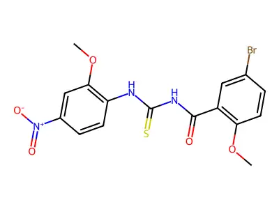 5-bromo-2-methoxy-N-[(2-methoxy-4-nitrophenyl)carbamothioyl]benzamide structure