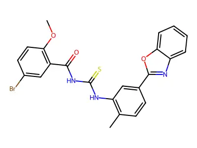 N-[[5-(1,3-benzoxazol-2-yl)-2-methylphenyl]carbamothioyl]-5-bromo-2-methoxybenzamide structure