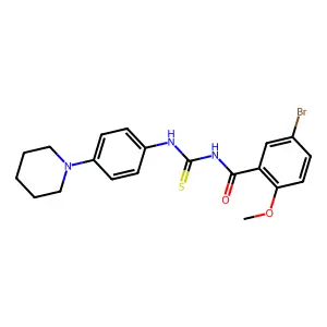 5-bromo-2-methoxy-N-[(4-piperidin-1-ylphenyl)carbamothioyl]benzamide structure