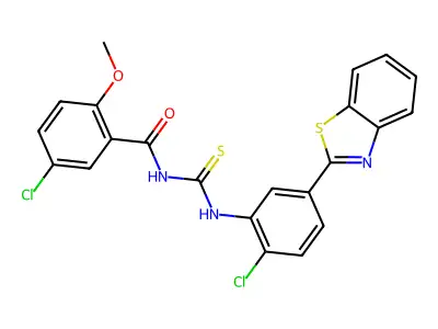 N-[[5-(1,3-benzothiazol-2-yl)-2-chlorophenyl]carbamothioyl]-5-chloro-2-methoxybenzamide structure