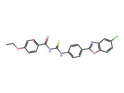 N-[[4-(5-chloro-1,3-benzoxazol-2-yl)phenyl]carbamothioyl]-4-ethoxybenzamide structure