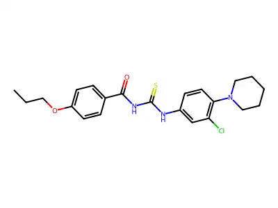 N-[(3-chloro-4-piperidin-1-ylphenyl)carbamothioyl]-4-propoxybenzamide structure