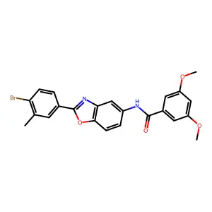 N-[2-(4-bromo-3-methylphenyl)-1,3-benzoxazol-5-yl]-3,5-dimethoxybenzamide structure