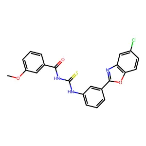 N-[[3-(5-chloro-1,3-benzoxazol-2-yl)phenyl]carbamothioyl]-3-methoxybenzamide structure