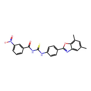 N-[[4-(5,7-dimethyl-1,3-benzoxazol-2-yl)phenyl]carbamothioyl]-3-nitrobenzamide structure