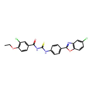 3-chloro-N-[[4-(5-chloro-1,3-benzoxazol-2-yl)phenyl]carbamothioyl]-4-ethoxybenzamide structure